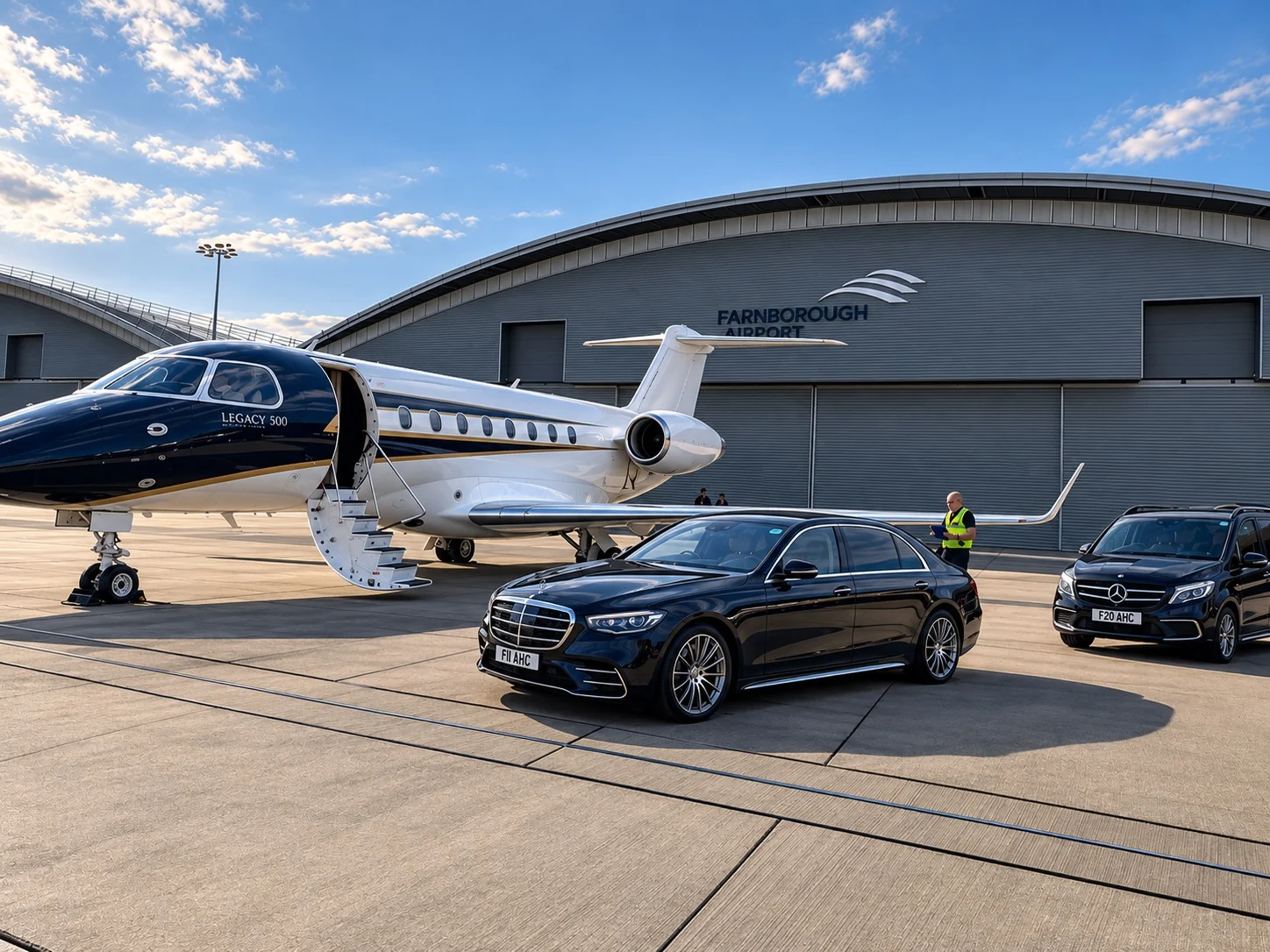 Mercedes-Benz S-Class and V-Class at Farnborough private aviation terminal