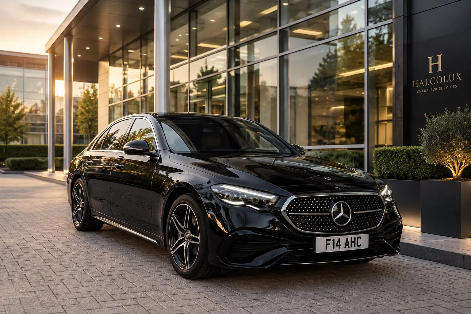 Mercedes-Benz E-Class with AHC registration at a business address