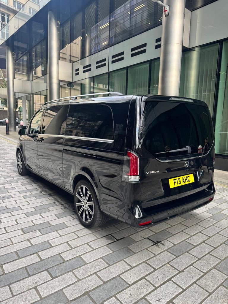 Rear three-quarter view of the Halcolux Mercedes-Benz V-Class